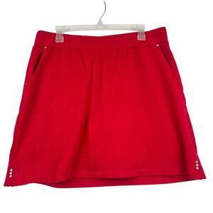Quacker Factory Pull On Skort Size L Red French Terry Skirt Modesty Shorts